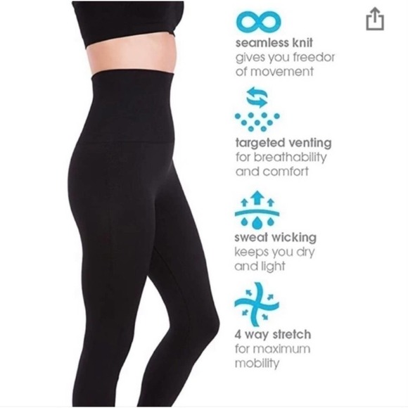 𝅺homma Black Seamless High Waisted Compression Leggings Women's Size XL - Picture 3 of 12